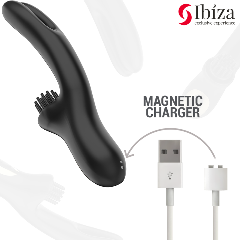 IBIZA - VIBRADOR HI-TECH RABITT BRUSHING MULTI CELDAS CLITORIALES Y DOBLE PINCHING NEGRO