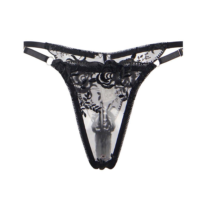 SUBBLIME - 945244 SUJETADOR + PANTIES CON LIGUERO DISEÑO FLORAL NEGRO L/XL