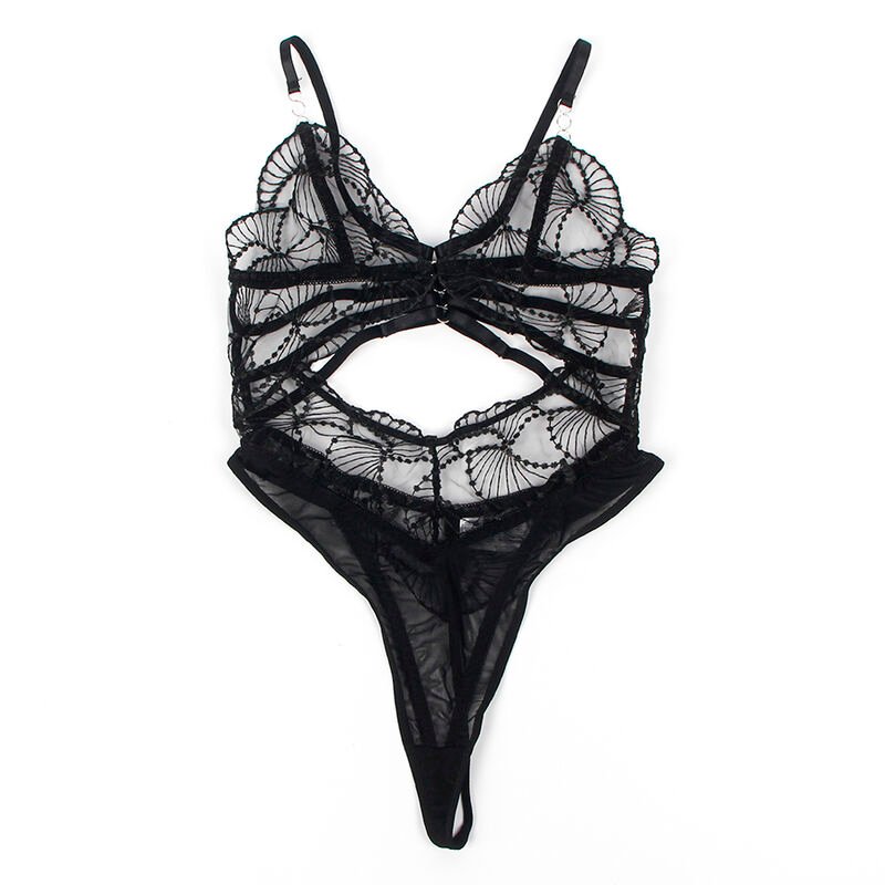 SUBBLIME - 955212 BODY TRANSPARENTE CON ENCAJE HUECO NEGRO S/M