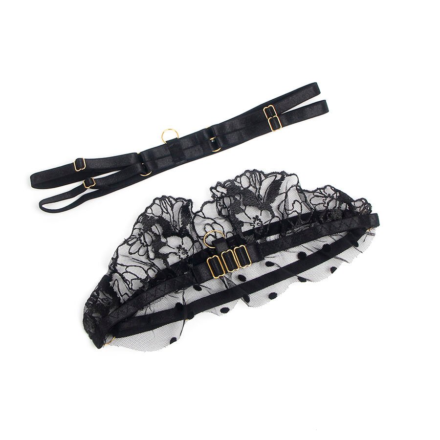 SUBBLIME - 957490 CONJUNTO SUJETADOR Y LIGA DE ENCAJE NEGRO L/XL