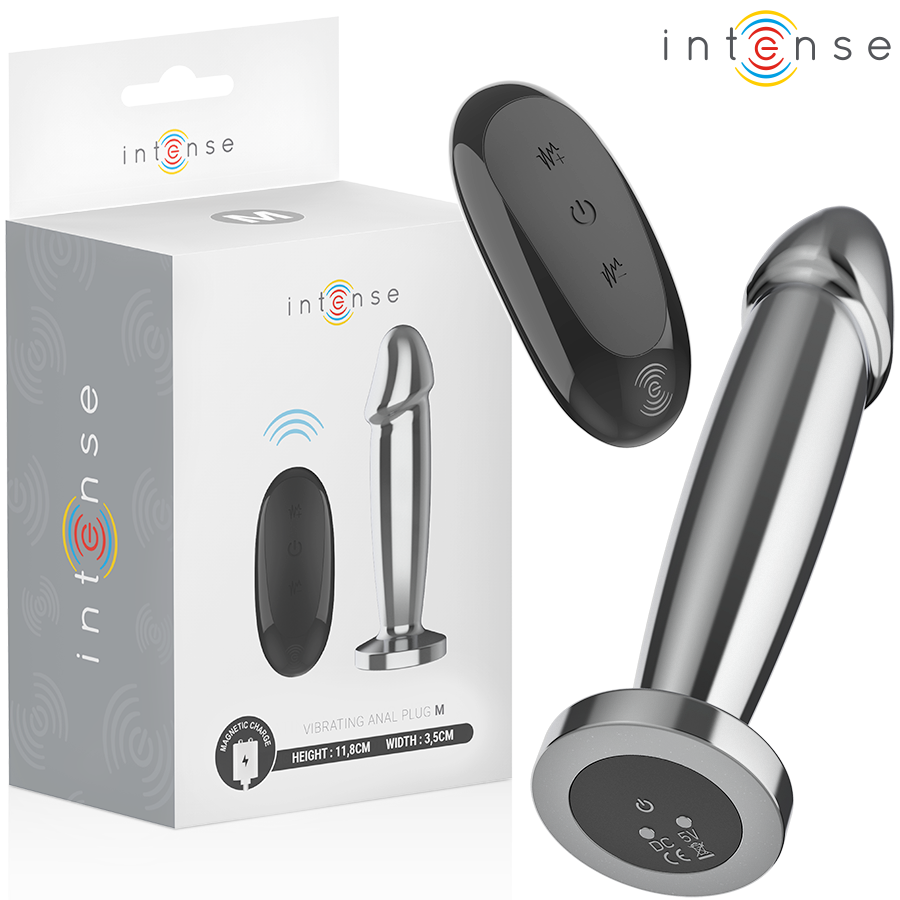 INTENSE - PLUG ANAL 10 VIBRACIONES METAL EN FORMA DE DILDO CON CONTROL REMOTO M INTENSE ANAL TOYS