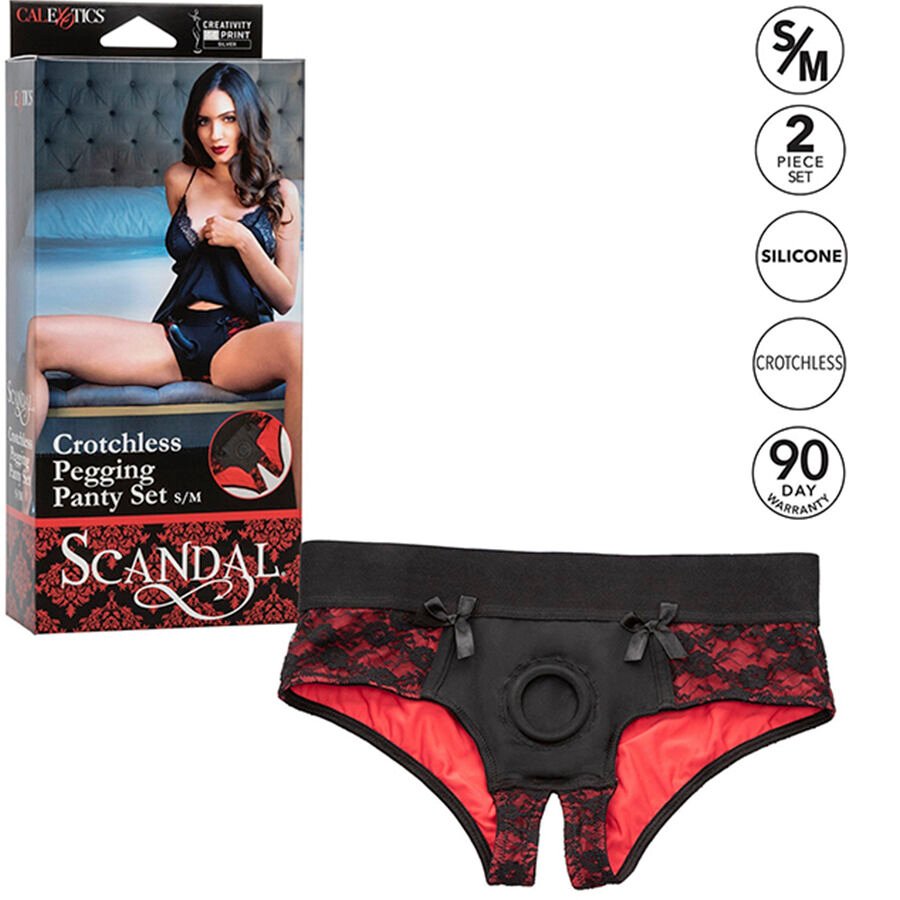 CALEXOTICS - SCANDAL SET DE BRAGUITAS SIN ENTREPIERNAS CON DILDO TALLA S/M
