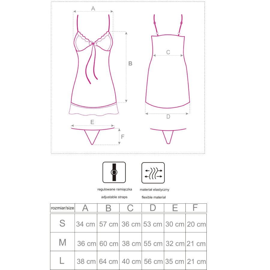 LIVCO CORSETTI FASHION - HYEONA 1710 BABYDOLL + TANGA ROSA M