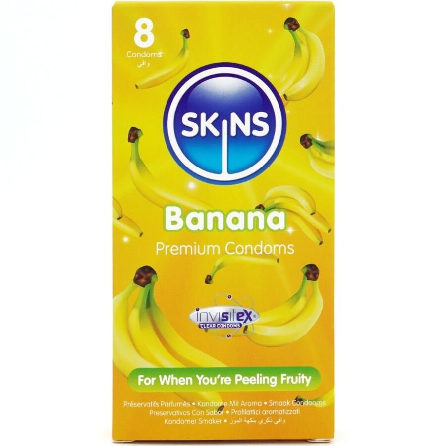 SKINS - PRESERVATIVOS PREMIUM SABOR PLÁTANO PACK 8 SKINS