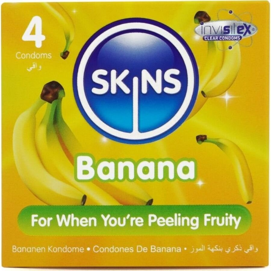SKINS - PRESERVATIVOS PREMIUM SABOR PLÁTANO PACK 4 SKINS