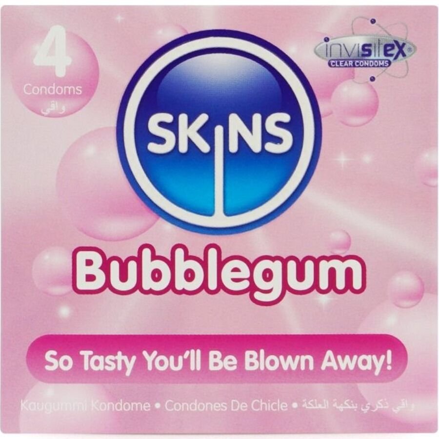 SKINS - PRESERVATIVOS PREMIUM SABOR CHICLE PACK 4 SKINS