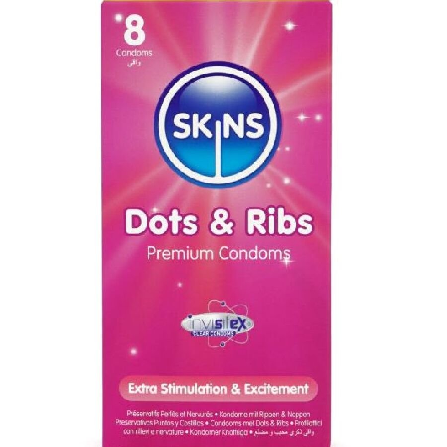 SKINS - DOTS & RIBS PRESERVATIVOS PREMIUM PACK 8 SKINS