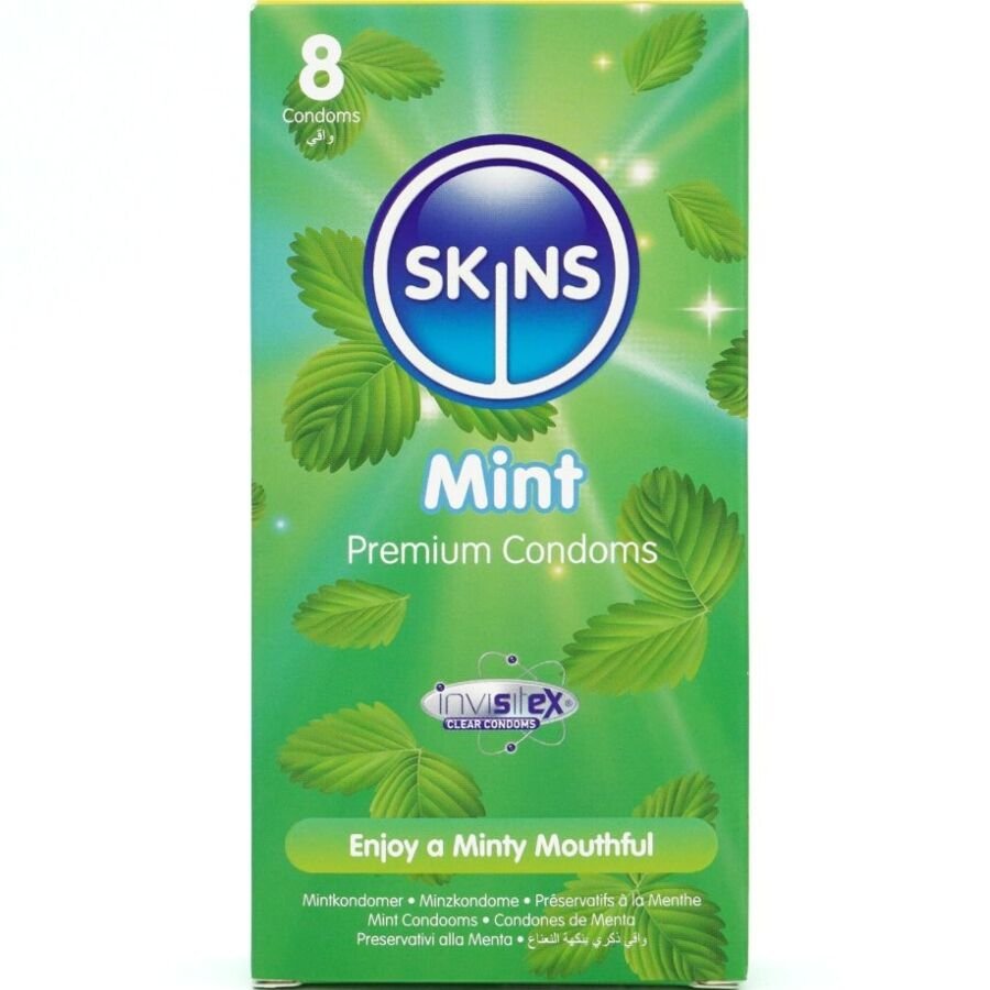 SKINS - PRESERVATIVOS PREMIUM SABOR MENTA PACK 8 SKINS