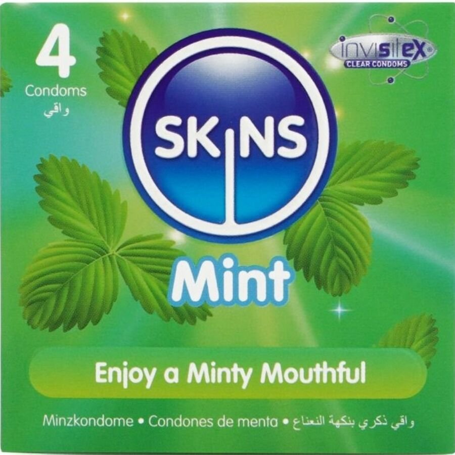 SKINS - PRESERVATIVOS PREMIUM SABOR MENTA PACK 4 SKINS