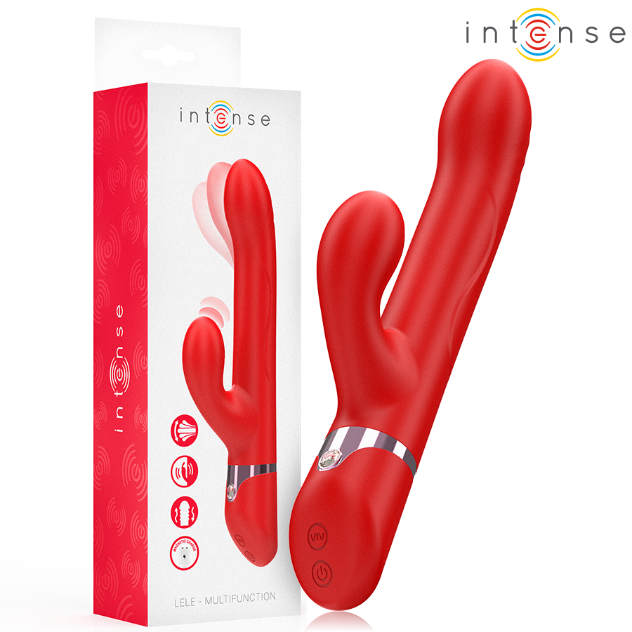 INTENSE - LELE VIBRADOR MULTIFUNCIÓN ROTATORIO & OSCILACIÓN & ESTIMULACIÓN ROJO INTENSE FUN
