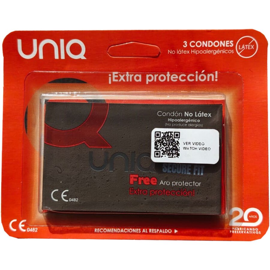 UNIQ - SECURE FIT LATEX-FREE CONDOMS 3 UNITS UNIQ
