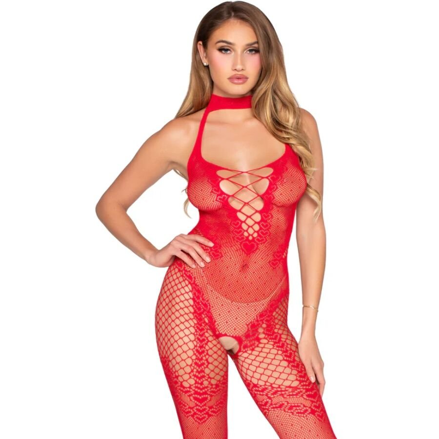 LEG AVENUE - 89336 BODYSTOCKING SIN ENTREPIERNA ROJO - TALLA ÚNICA LEG AVENUE BODYSTOCKINGS