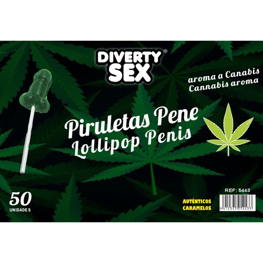 DIABLO GOLOSO - 50 PIRULETAS PENE AROMA CANNABIS DIABLO GOLOSO
