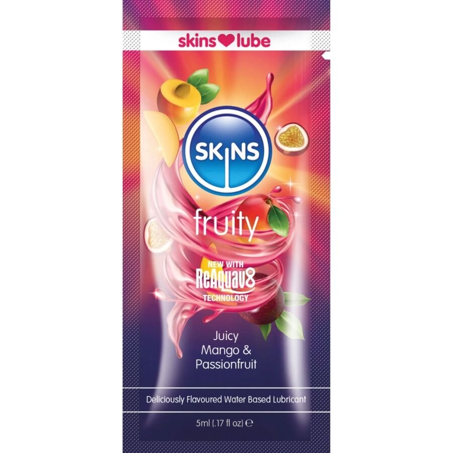 SKINS - FRUITY WATER-BASED LUBRICANT MANGO & PASSION FRUIT SINGLE-DOSE 5 ML SKINS