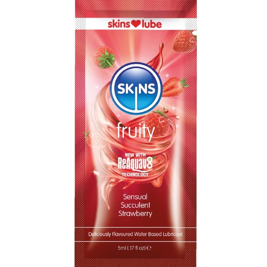 SKINS - FRUITY WATER-BASED LUBRICANT STRAWBERRY SINGLE-DOSE 5 ML SKINS
