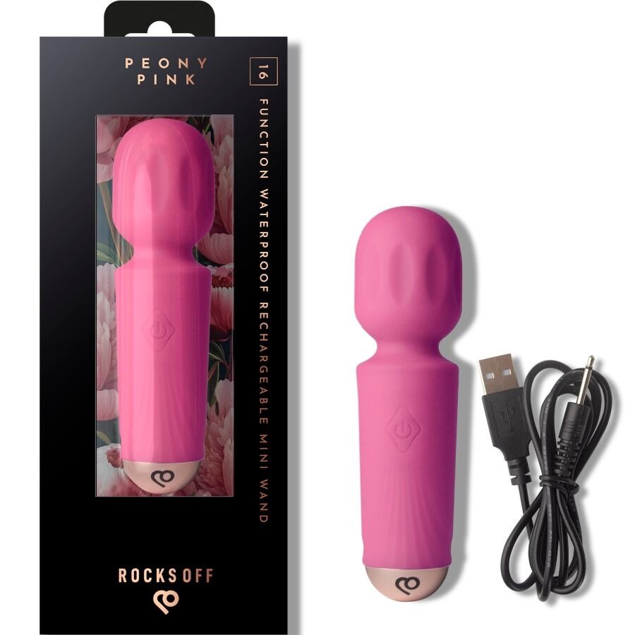 ROCKS-OFF - MINI RECHARGEABLE WAND 16 FUNCTIONS PEONY PINK ROCKS-OFF