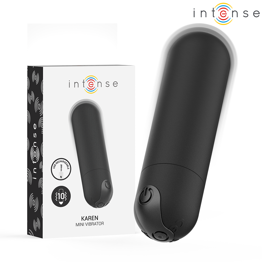 Intense - Karen Mini Bala Vibradora 10 Modos Recargable Negro