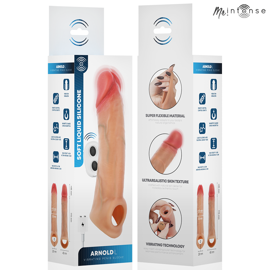 MR INTENSE - ARNOLD L ULTRA-REALISTIC VIBRATING PENIS SLEEVE REMOTE CONTROL 16 CM -Ø- 4.5 CM