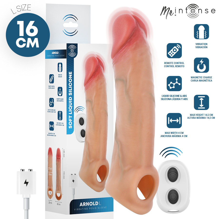 MR INTENSE - ARNOLD L ULTRA-REALISTIC VIBRATING PENIS SLEEVE REMOTE CONTROL 16 CM -Ø- 4.5 CM MR. INTENSE PENIS ACCESSORIES