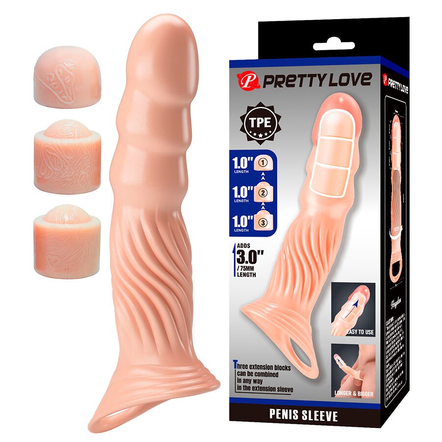 PRETTY LOVE - FUNDA PARA PENE TEXTURIZADA CON EXTENSORES PRETTY LOVE MALE