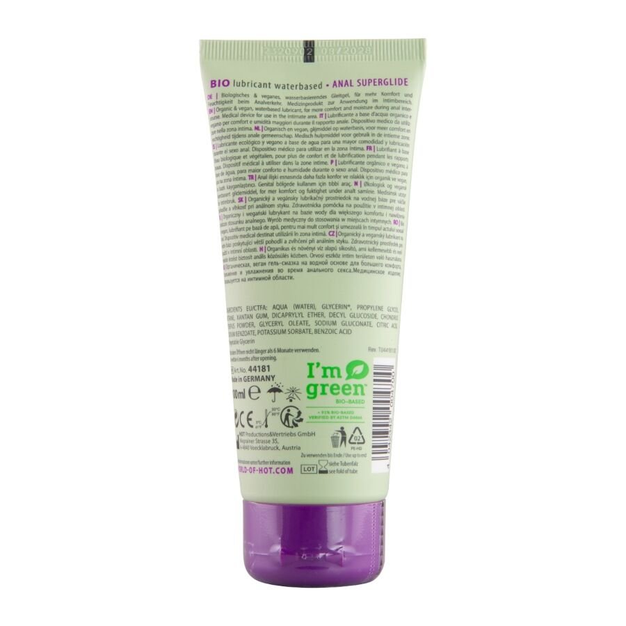 HOT - BIO LUBRICANT LUBRICANTE BIO BASE AGUA SUPERGLIDE ANAL 100 ML
