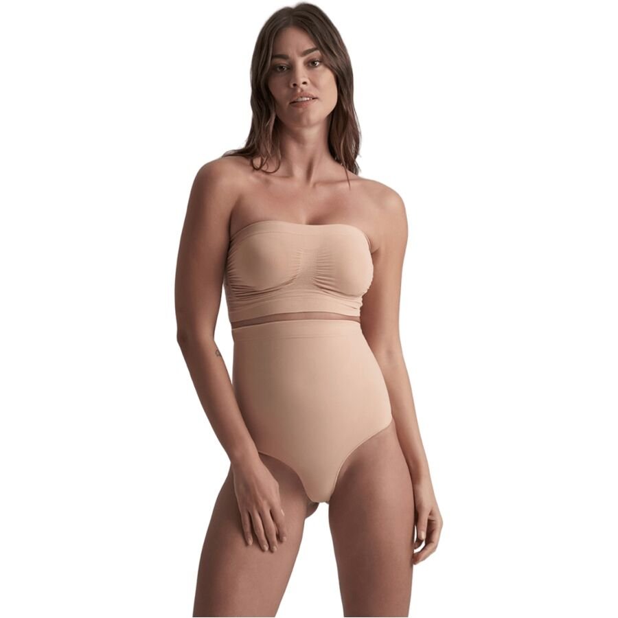 BYE-BRA - SOFT TOUCH SEAMLESS HIGH WAIST THONG BEIGE SIZE M
