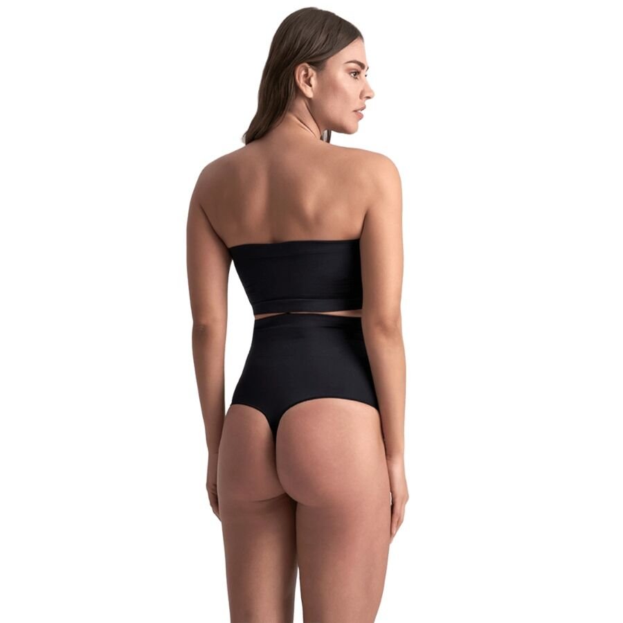 BYE-BRA - SOFT TOUCH SEAMLESS HIGH WAIST THONG BLACK SIZE XXL