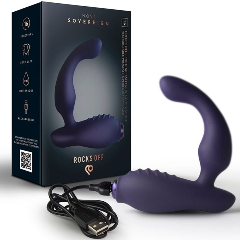 ROCKS-OFF - NOVA SOVEREIGN RECHARGEABLE PROSTATE & PERINEUM MASSAGER 16 FUNCTION BLUE ROCKS-OFF