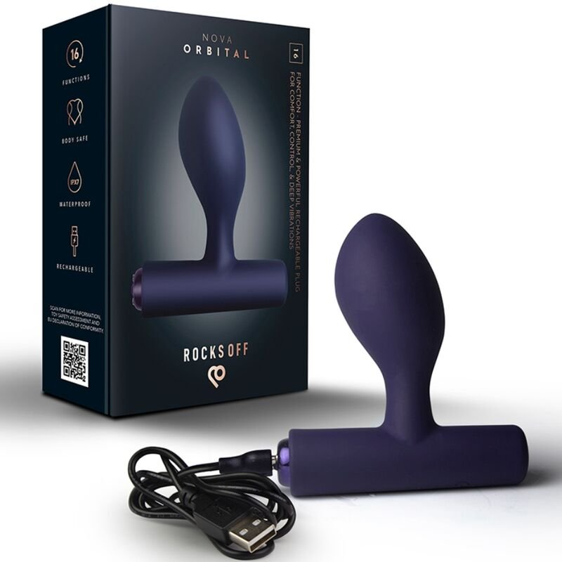 ROCKS-OFF - NOVA ORBITAL RECHARGEABLE PREMIUM & POWERFUL ANAL PLUG 16 FUNCTION BLUE ROCKS-OFF