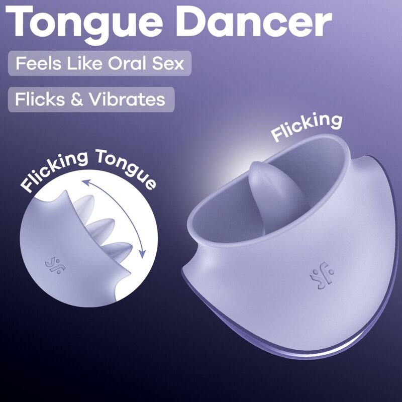 SATISFYER - TONGUE DANCER CLITORAL STIMULATOR WITH VIBRATION AND PULSATIONS LILAC