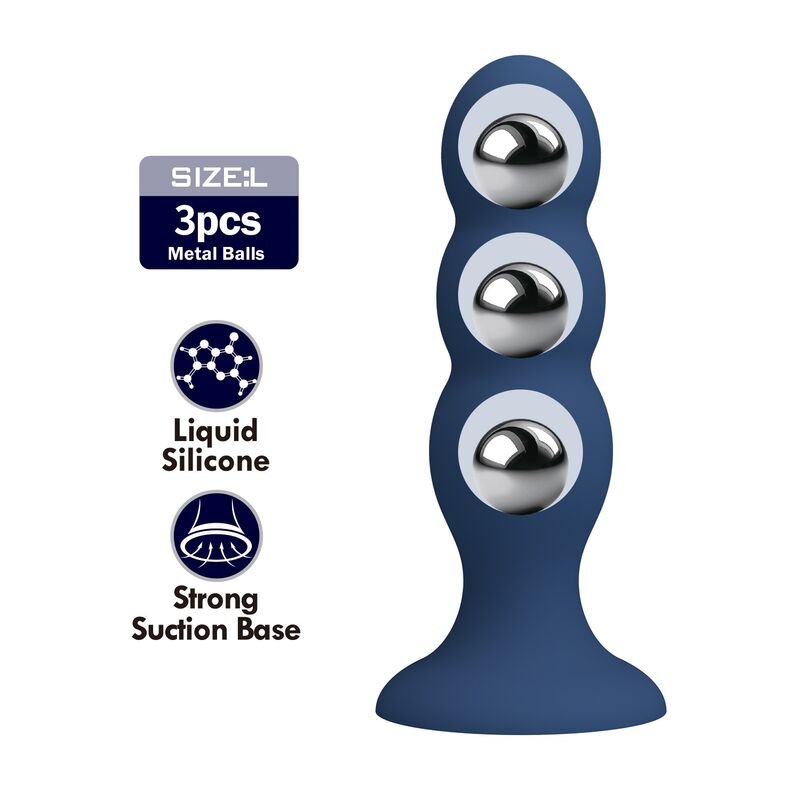 MR PLAY - ANAL PLUG WITH METAL BALLS AND SUCTION CUP BLUE