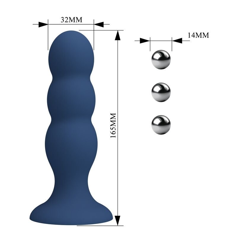 MR PLAY - ANAL PLUG WITH METAL BALLS AND SUCTION CUP BLUE