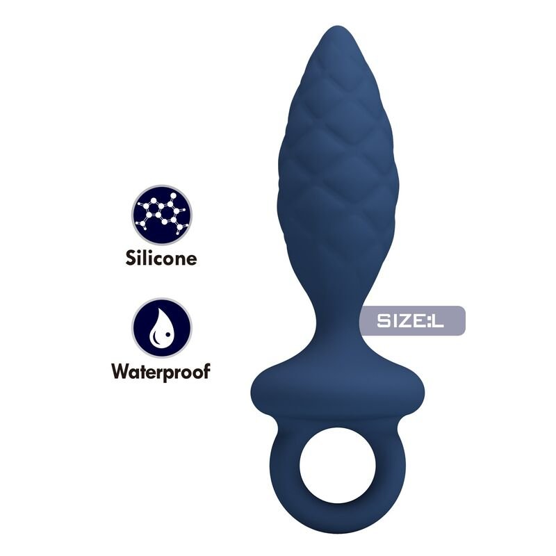 MR PLAY - TEXTURED ANAL PLUG WITH RING BLUE L
