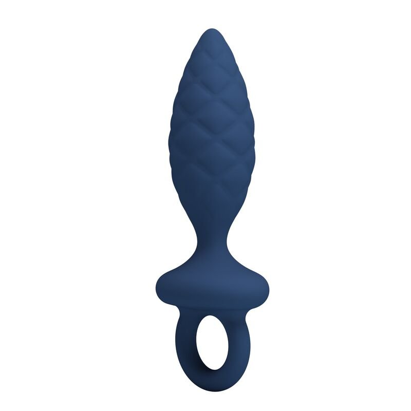MR PLAY - TEXTURED ANAL PLUG WITH RING BLUE L