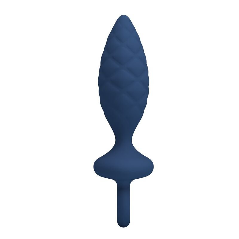 MR PLAY - TEXTURED ANAL PLUG WITH RING BLUE L