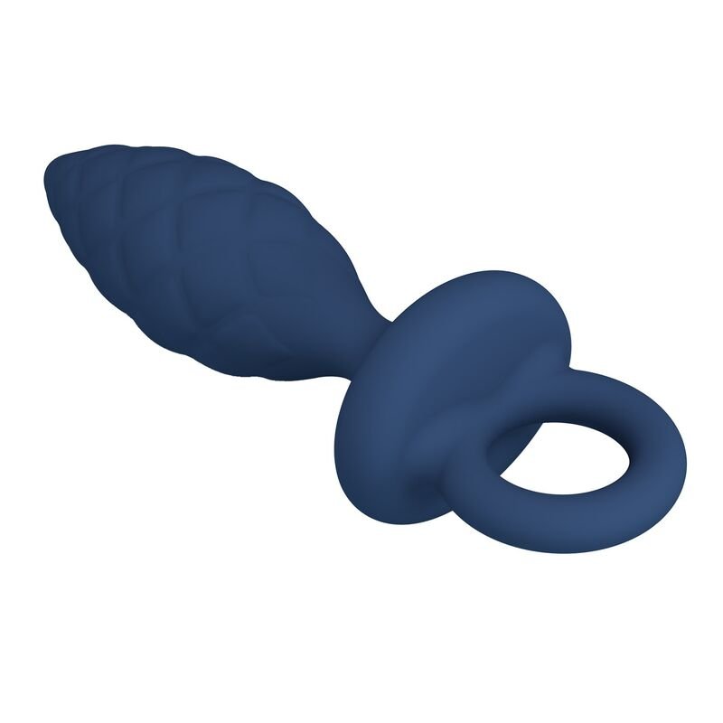 MR PLAY - TEXTURED ANAL PLUG WITH RING BLUE L