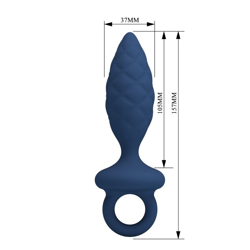 MR PLAY - TEXTURED ANAL PLUG WITH RING BLUE L