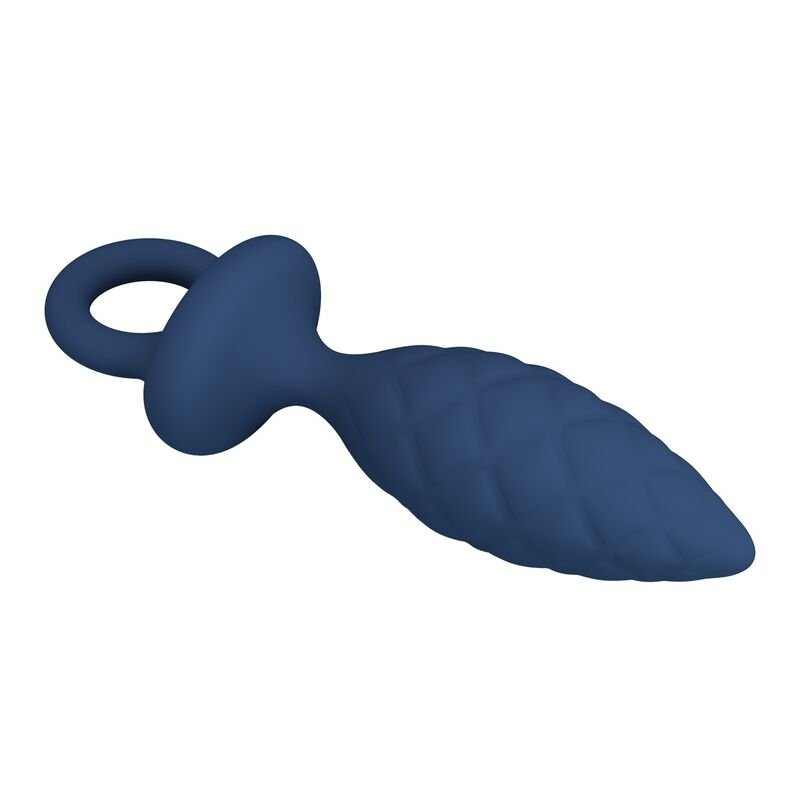 MR PLAY - TEXTURED ANAL PLUG WITH RING BLUE S
