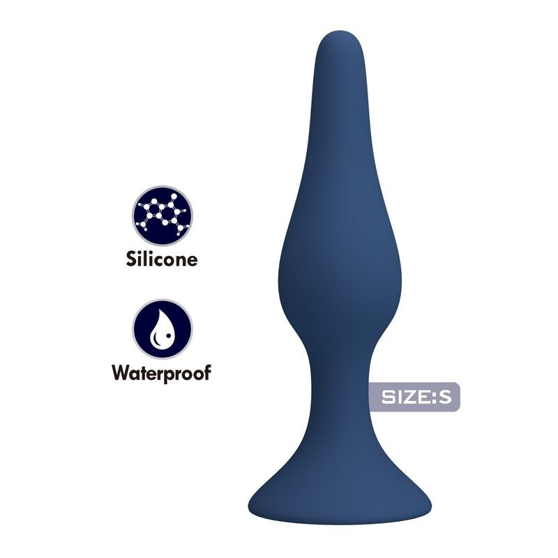 MR PLAY - BLUE SILICONE SLIM ANAL PLUG SIZE S
