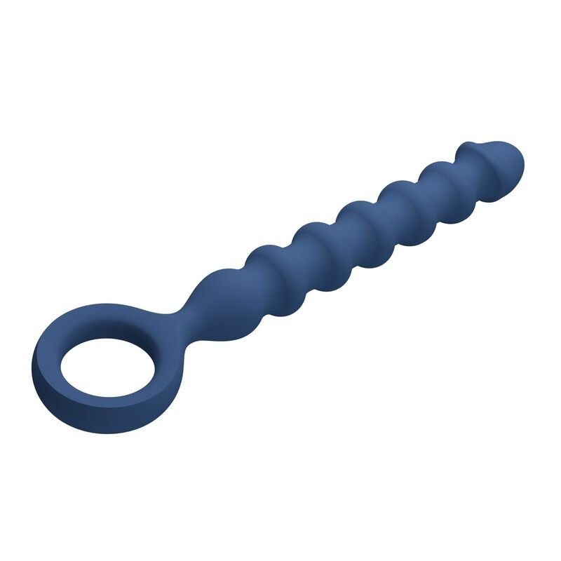 MR PLAY - BLUE SILICONE ANAL BEADS & ANAL PLUG -Ø- 3,4 CM - 28.5 CM