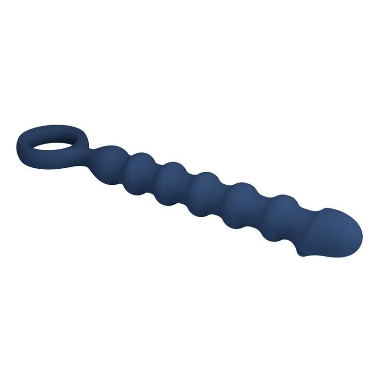 MR PLAY - BLUE SILICONE ANAL BEADS & ANAL PLUG -Ø- 3,4 CM - 28.5 CM