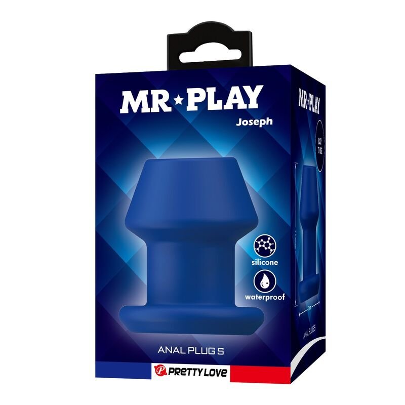 MR PLAY - JACK BLUE SILICONE HOLLOW ANAL PLUG SIZE S