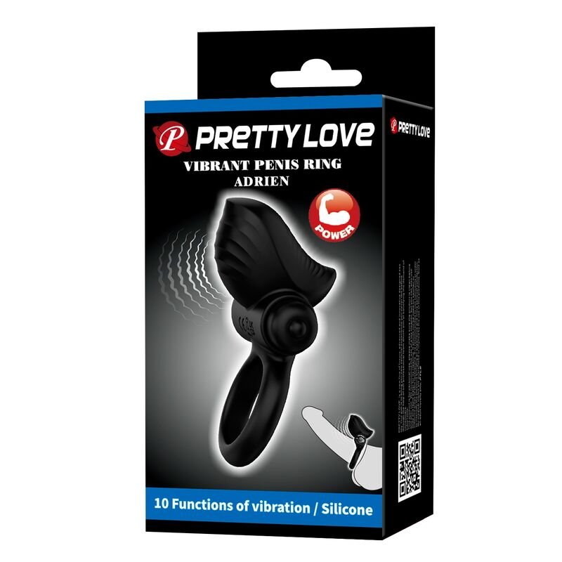 PRETTY LOVE - ADRIEN VIBRATING PENIS RING 10 FUNCTIONS BLACK