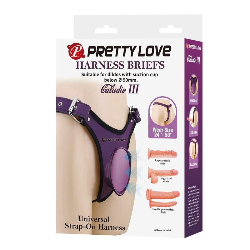 PRETTY LOVE - UNIVERSAL STRAP-ON HARNESS BRIEFS PURPLE AND BLACK