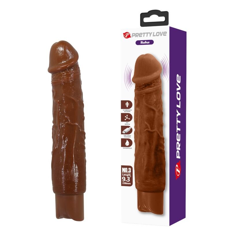 Pretty Love - Duke Realistic Vibrator 23.5 Cm ø 4.8 Cm Brown