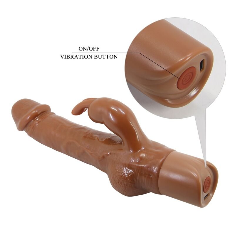 PRETTY LOVE - ELLISON REALISTIC RABBIT VIBRATOR 22.6 CM Ø 4.2 CM BROWN