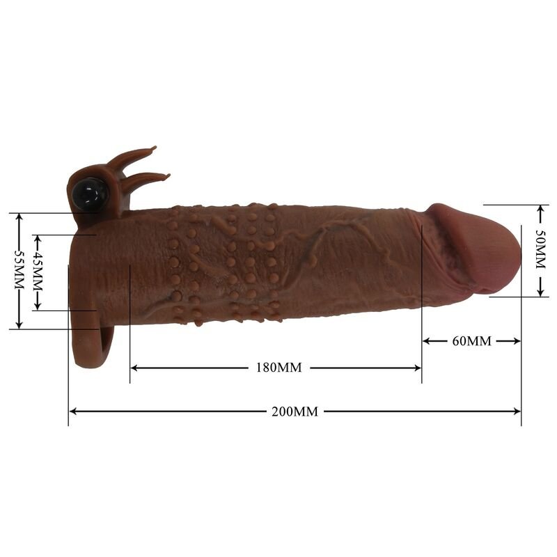 PRETTY LOVE - QUILLON VIBRATING PENIS SLEEVE 20 CM Ø 4 CM BROWN