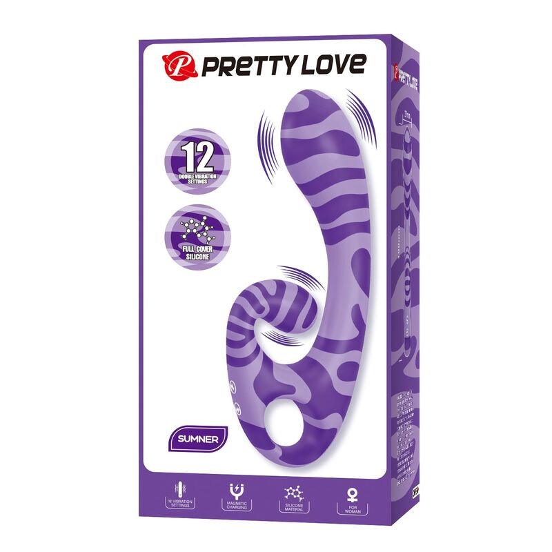 PRETTY LOVE - SUMMER DOUBLE-ENDED VIBRATOR WITH HANDLE 19 CM Ø 3.5 CM PURPLE