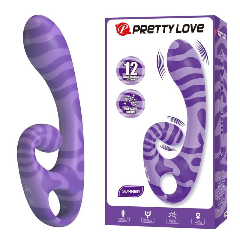 PRETTY LOVE - SUMMER DOUBLE-ENDED VIBRATOR WITH HANDLE 19 CM Ø 3.5 CM PURPLE