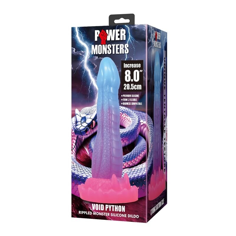 POWER MONSTERS - VOID PYTHON FANTASY DILDO WITH SUCTION CUP 20.5 CM Ø 5.2 CM BLUE, PURPLE & PINK